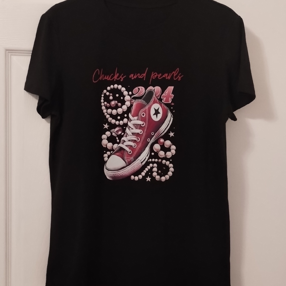 Black T-Shirt with Pink Sneaker Graphic